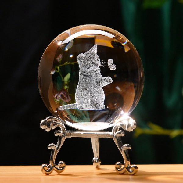 dropship from factory ifolaina 3d cat themed gifts for women decor for cat lovers cat mom crystal ball cat related sympathy figurines presents cat decorative globe decor with stand mass production supply
