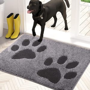 global sourcing purrugs dirt trapper door mat 20" x 31.5", non-skid/slip machine washable microfiber entryway rug, dog door mat, super absorbent welcome mat for muddy wet shoes and paws, grey oem/odm services