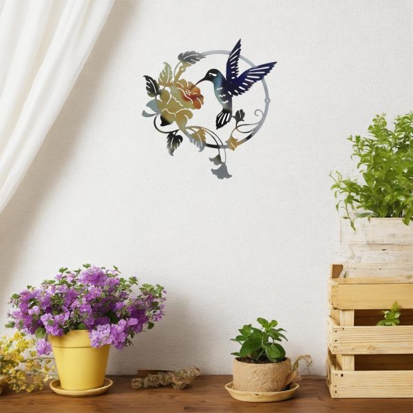 factory direct zoihet round metal bird wall art decor - hummingbird wall art silhouette for your patio, garden, and fence art decor, bird wall silhouette indoor and outdoor hanging (yellow) volume discount
