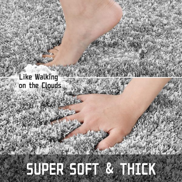 global sourcing yimobra bathroom rugs non slip washable 24x17, ultra soft and water absorbent bath mats, plush fluffy shower mat outside, microfiber thick matts for bathroom floor/sink, light gray and white oem/odm services