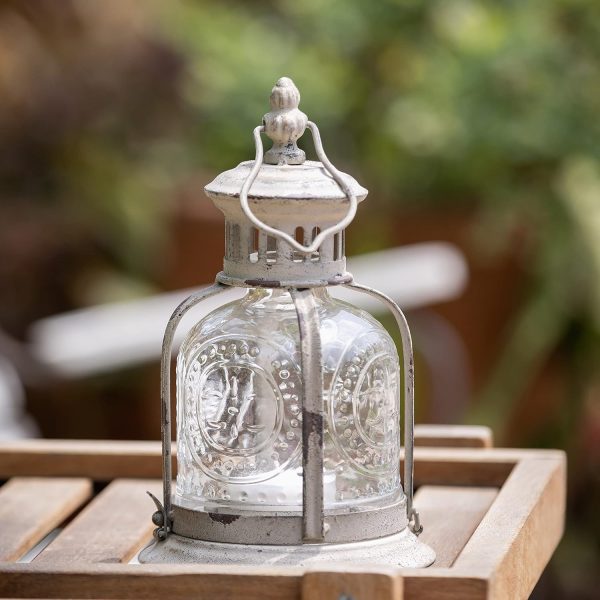 custom wholesale stonebriar antique white metal votive candle lantern with handle oem/odm services