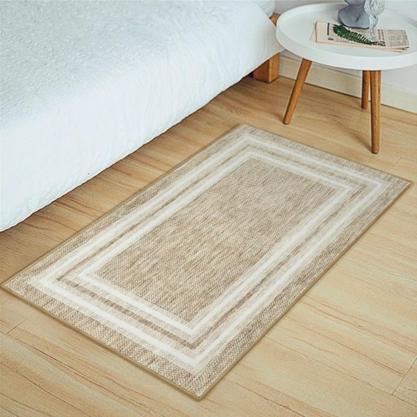 global sourcing ojia modern bordered kitchen rugs non slip washable, 2'x3' entryway rug thin soft small area rug indoor door mat non-shedding throw carpet bathroom rugs for bedside bedroom oem/odm services