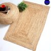 manufacturer direct mds hand woven jute area rug 2x4 feet - natural burlap braided reversible rectangular rugs for thanksgiving halloween christmas living room home entryway decor rustic farmhouse (2'x4') trade price