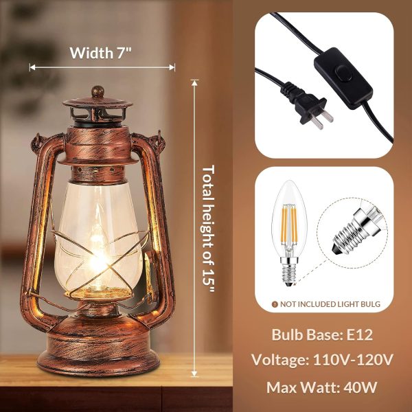 custom wholesale noxarte rustic lantern table lamp plug-in old fashioned night light perfect for bedroom living room h15 inch x w7 inch oem/odm services