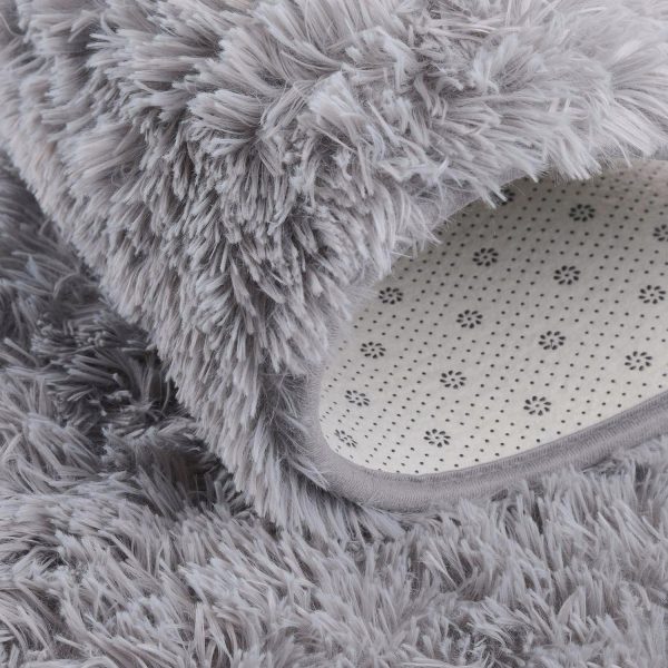 global sourcing junovo oval fluffy ultra soft area rugs for bedroom plush shaggy carpet for kids room bedside nursery mats, 2.6 x 5.3ft, grey oem/odm services