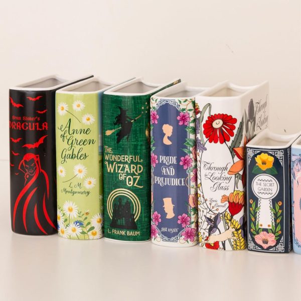 oem/odm services steel mill & co original large book-shaped decorative vase, ceramic vases for home decor, cute bookshelf decor, unique vase for book lovers, wizard of oz affordable bulk deals