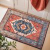 global sourcing serissa boho rugs for entryway, 2x3 rust entryway rug non-slip washable small area rug, ultra soft oriental vintage low-pile indoor door mat floor carpet for entrance bedroom kitchen bathroom oem/odm services