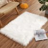 global sourcing goolela faux fur rug throw small white 2x3 sheep skin fluffy washable rug for bedroom dorm bedside rug luxury room decor, rectangle oem/odm services