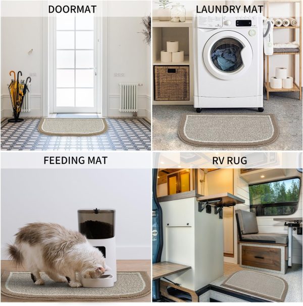 global sourcing padoor kitchen-mats for floor 100% polypropylene kitchen rugs non slip washable, durable dirt resist half circle rug tpr backed kitchen floor mat, 18"x28", beige oem/odm services
