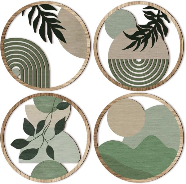 bulk purchase qunclay 4 pcs boho wall art wooden bohemian wall decor hanging art nursery wall decor farmhouse geometric hanging decor 10 inch aesthetic wood minimalist wall art for apartment bedroom (elegant) trade price