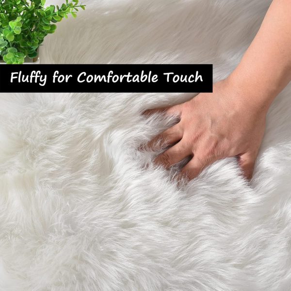global sourcing goolela faux fur rug throw small white 2x3 sheep skin fluffy washable rug for bedroom dorm bedside rug luxury room decor, rectangle oem/odm services