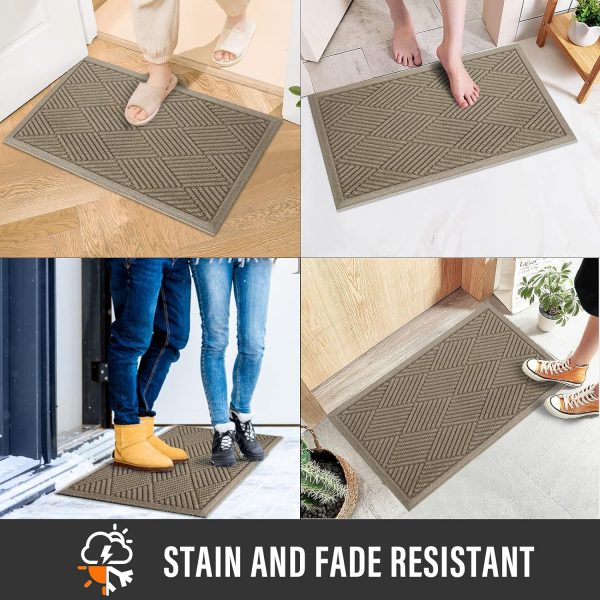 global sourcing sturdy front door mat, absorbent muddy dirt resist welcome door mats outdoor indoor, stain and fade resistant, non-slip rubber backing low profile doormat for entryway, 30×17, beige oem/odm services