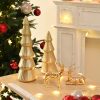 dropship from factory 2pcs resin reindeer figurines for christmas decor gold tabletop reindeer statues small decorative deer figurines for indoor christmas tabletop mantle decorations mass production supply