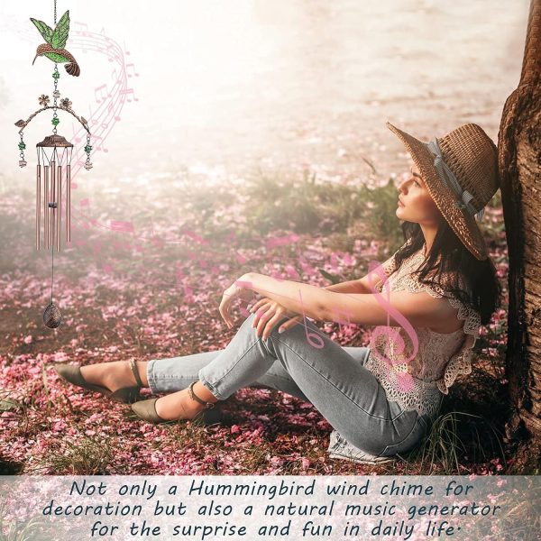 producer to buyer wind chimes - hummingbird wind chimes for outside deep tone 34 inches 5 aluminum tubes, thanksgiving, christmas, birthday gifts for mom, grandma, decorations for home, garden, patio, backyard discounted pricing