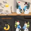 dropship from factory istatue resin snowmen figurines with lighted christmas tree and wreath 5'' - set of 2 battery operated - holiday decorations home decor (snowman) mass production supply