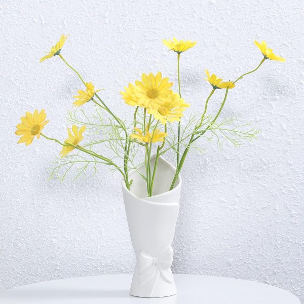 oem/odm services matte white bowknot ceramic vase, modern flower vases for home decor, pampas, living room, mantel, table decoration (model b) affordable bulk deals