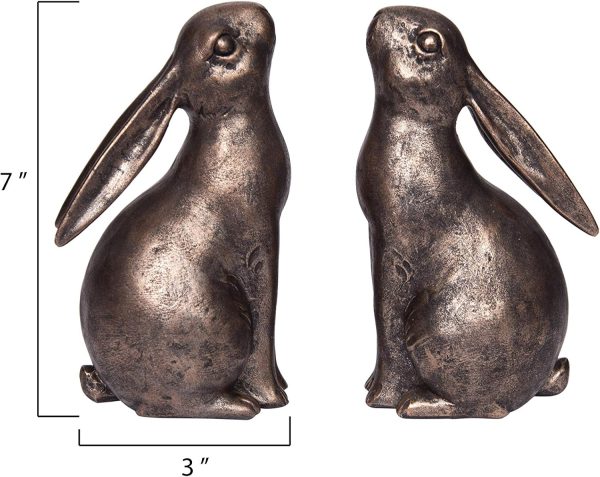 supplier direct creative co-op decorative resin rabbit bookends, bronze, set of 2 wholesale prices