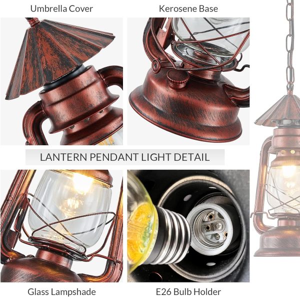 custom wholesale noxarte vintage pendant light lantern ceiling light fixture with glass shade adjustable chain for kitchen island farmhouse loft porch width 7 inch x height 15 inch oem/odm services