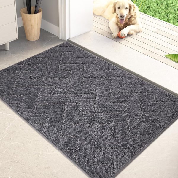 global sourcing purrugs dirt trapper door mat 20" x 31.5", non-slip machine washable entry rug, shoe scraper, dog door mat, super absorbent welcome mat for front & back door, muddy wet shoes & paws oem/odm services
