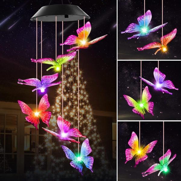 producer to buyer white elephant gifts women stocking stuffers christmas solar lights outdoor gifts for mom grandma wife, winzwon butterfly wind chimes waterproof for outside garden patio yard porch decorations discounted pricing