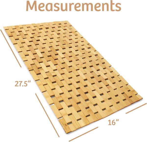 manufacturer direct royalhouse bamboo bath mat 16 x 27 inches (w x l), bathroom shower and tub mats, accessories for bathroom sauna spa tub and outdoor 27.5" x 16" trade price