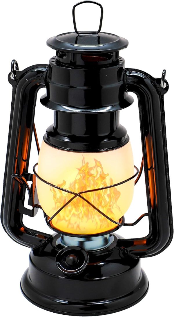 custom wholesale yakii led vintage flame lantern metal outdoor hanging lantern with dancing flame battery operated halloween outdoor indoor decoration(black) oem/odm services