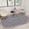 global sourcing junovo oval fluffy ultra soft area rugs for bedroom plush shaggy carpet for kids room bedside nursery mats, 2.6 x 5.3ft, grey oem/odm services