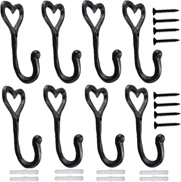 competitive pricing ebliiny decorative wall hooks coat towel hook,8 pcs key bag hanger coat hooks cast iron vintage holder love heart shape home decor,bath kitchen garage hanging scarf cap cup hat purse robes hook one-stop wholesale