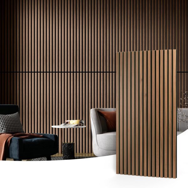 bulk purchase art3d 2 wood slat acoustic panels for wall and ceiling - 3d fluted sound absorbing panel with wood finish - walnut trade price