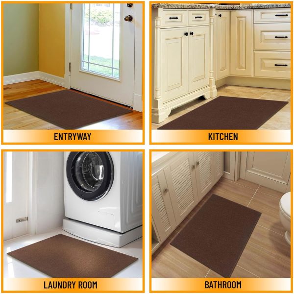 global sourcing machine washable modern solid design non-slip rubberback 2x3 traditional area rug for entryway, bedroom, kitchen, bathroom, 2'3" x 3', brown oem/odm services