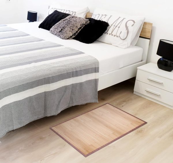 manufacturer direct small bamboo area rug 31.5''x20'', non slip bamboo runners rug for hallways entryway, small bamboo floor mat easy to mainten, floor protector mat neutral area rug trade price