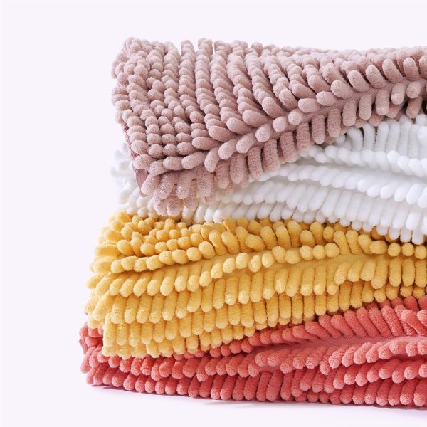 global sourcing freshmint chenille bathroom rugs mat 24"x17", non-slip bath mat for bathroom floor & bathtub, washable soft shower shag bath rugs, fluffy thick water absorbent microfiber shower mat, dusty pink oem/odm services
