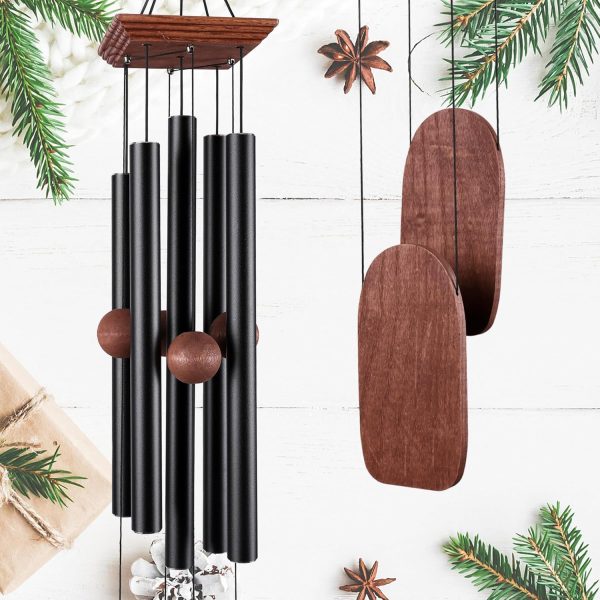 producer to buyer wind chimes for outside deep tone, 36in sympathy wind chimes outdoor clearance, gifts for mother's day and christmas, outdoor decor for garden, patio, yard（wood wind chime, black） discounted pricing