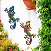 factory direct hongland metal gecko wall art 2 pack 15 inch lizard outdoor decor hanging glass sculpture decoration for garden fence home volume discount