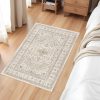 global sourcing washable entryway 2x3 rug: small boho rugs for indoor entrance non slip backing stain resistant carpet low pile throw rugs for bedroom bedside inside front door floor kitchen decor(beige,2x3ft) oem/odm services