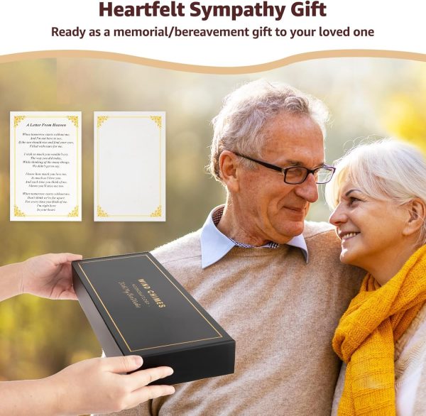producer to buyer sympathy wind chimes for loss of loved one, memorial windchimes for lost father mother, remembrance bereavement gift with card, in memory of dad mom metal funeral decor for garden outdoor (39“ black) discounted pricing