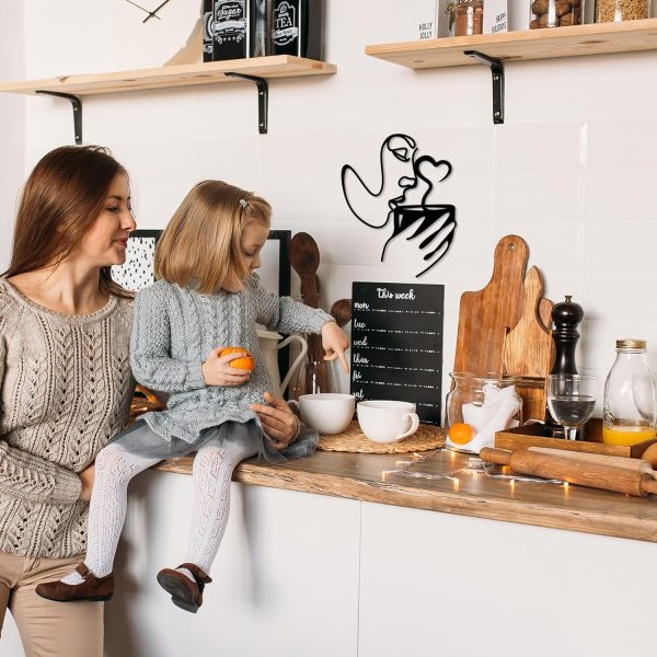 factory direct oubasa metal coffee wall art, kitchen home wall decor, minimalist woman coffee black wall decors modern art for office living room coffee bar decorations, thanksgiving housewarming gifts volume discount