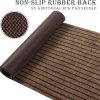 manufacturer direct ayoha runner rug 2' x 6' indoor/outdoor carpet runners, hallway kitchen entryway bedroom area rugs with natural non-slip rubber backing, garage mat, brown/brown strip (available for custom sizes) trade price