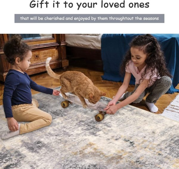 global sourcing lahome modern abstract area rug - 2x3 small gray bath rug soft washable non-slip contemporary entryway rug, door mat indoor entrance floor accent carpet for kitchen oem/odm services