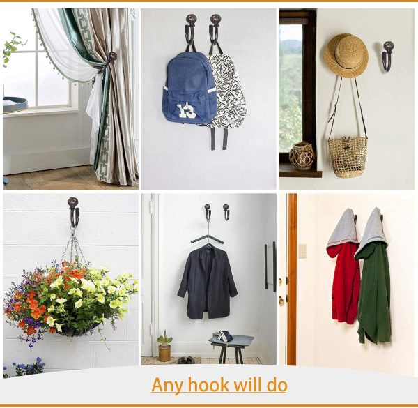 bulk purchase szximu curtain holdbacks set of 2, window treatment holdbacks wall mounted drapery hooks with netted texture finials, bronze factory discount