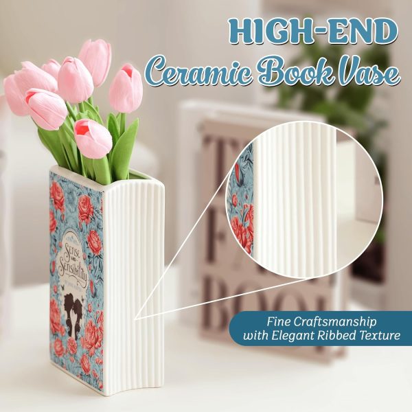 oem/odm services book shaped decorative vase ceramic vases for home decor vase for book lovers (sense & sensibility) affordable bulk deals