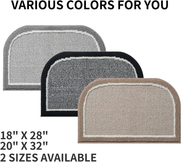 global sourcing padoor kitchen-mats for floor 100% polypropylene kitchen rugs non slip washable, durable dirt resist half circle rug tpr backed kitchen floor mat, 18"x28", beige oem/odm services