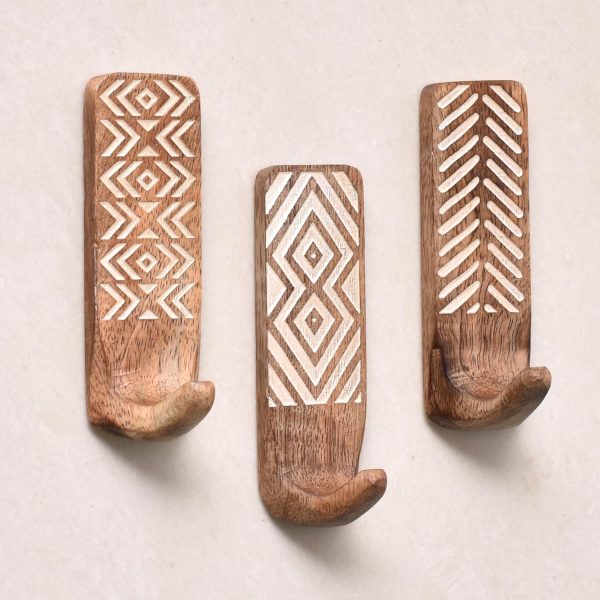 competitive pricing indian shelf 3 pack no damage wood wall hooks- adhesive wall hooks -boho key decorative wall hooks for hanging- wood hangers -sticky coat hooks wall mount- towel hooks for bathroom wall mounted-style1 one-stop wholesale