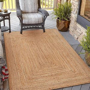 manufacturer direct kema jute braided area rug, 4x6 feet (48x72 inches) - rustic vintage braided reversible rectangular rug, shag rugs for bedroom, jute kitchen rug, living room rugs, floor rug trade price