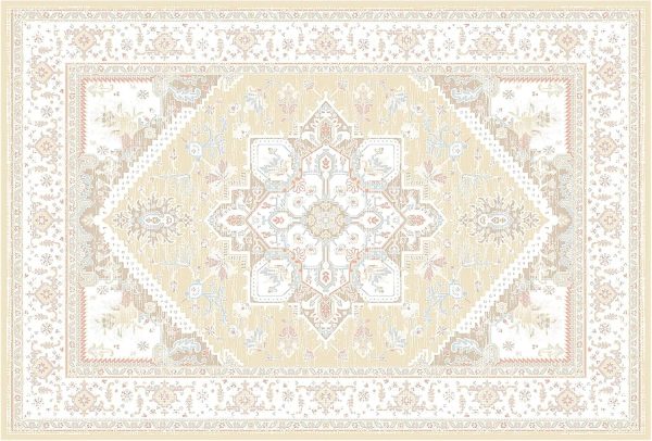 global sourcing bestsweetie area rugs 5x7 rug for living room, washable rug 5x7, non slip water repellent floor carpet, low pile soft vintage rug for bedroom dining room indoor-cream/light yellow/brown/blue/pink/pink oem/odm services