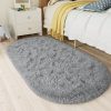 global sourcing lochas fluffy bedroom rug 2.6' x 5.3', shaggy area rug for bedroom bedside, soft oval throw rugs carpet for living room kids girls home decor oem/odm services