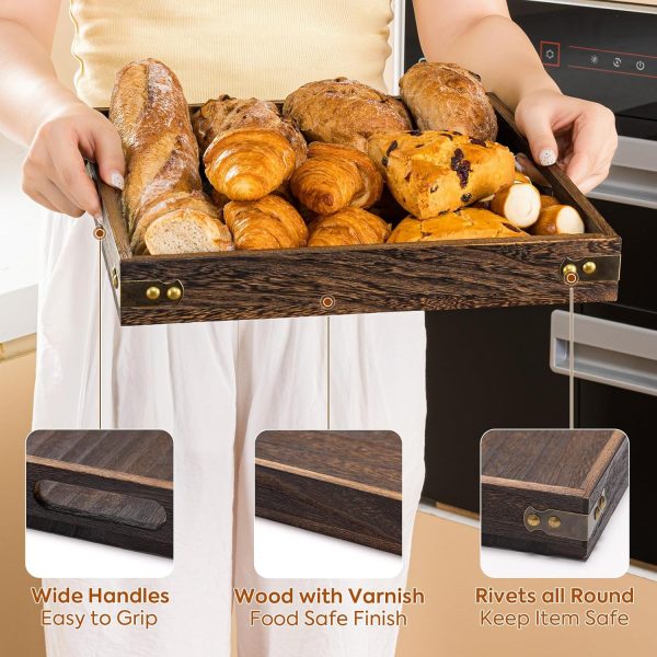 wholesale direct yangbaga serving tray with handles,13"*13"wood decorative tray for living room,modern coffee table tray,square large serving platters for home decor,ottoman,bed,kitchen,bathroom, breakfast,bar bulk purchase at factory prices