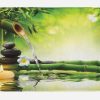 manufacturer direct ambesonne spa themed bath mat, calming atmosphere of the streaming water from a branch with stones plumeria, plush bathroom decor mat with non slip backing, 30.2" x 20", bamboo green trade price