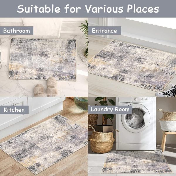 global sourcing lahome modern abstract area rug - 2x3 small gray bath rug soft washable non-slip contemporary entryway rug, door mat indoor entrance floor accent carpet for kitchen oem/odm services