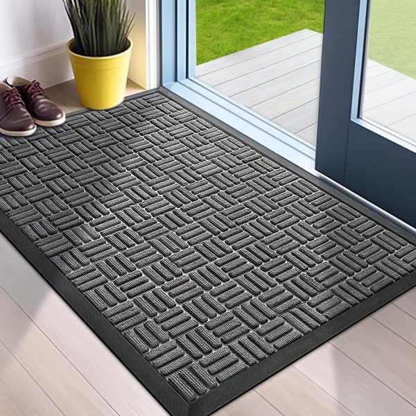 global sourcing mibao front door mat, heavy duty durable welcome mat for outdoor indoor, dirt trapper waterproof super absorbent door mat for entryway outside patio porch, 29.5" x 17", grey oem/odm services